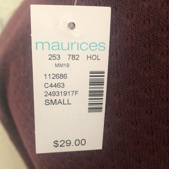 Ladies NWT Maurices Burgundy Long Sleeve Top - Size Small - Picture 6 of 7
